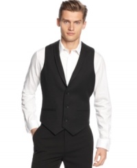 Evening attire for the dapper gentleman. Don Calvin Klein's tuxedo vest for noteworthy first-class style. Evening attire for the dapper gentleman. Don Calvin Klein's tuxedo vest for noteworthy first-class style.