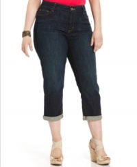 Take your bottoms to the top with DKNY Jeans' cropped plus size jeans-- they're must-haves for spring/summer! Take your bottoms to the top with DKNY Jeans' cropped plus size jeans-- they're must-haves for spring/summer!