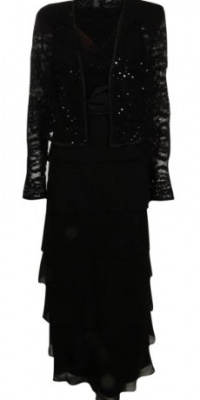 R&M Richards Women's Tiered Georgette & Lace Jacket Dress Set R&M Richards Women's Tiered Georgette & Lace Jacket Dress Set