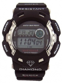 Mens Diamond Watch Black Digital G Shock Style KM King Master Mens Diamond Watch Black Digital G Shock Style KM King Master