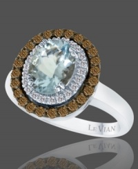 This richly elegant ring from Le Vian is highlighted with a stunning oval-cut aquamarine (1-2/5 ct. t.w.) trimmed with round-cut diamond accents and chocolate diamonds (1/2 ct. t.w.) in 14k white gold. Size 7. This richly elegant ring from Le Vian is highlighted with a stunning oval-cut aquamarine (1-2/5 ct. t.w.) trimmed with round-cut diamond accents and chocolate diamonds (1/2 ct. t.w.) in 14k white gold. Size 7.