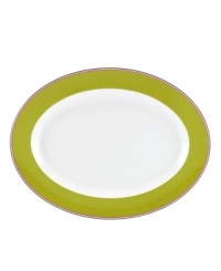 Have more fun at the table with the peppy pink and green bands and sublime durability of this Market Street Green platter by kate spade. Have more fun at the table with the peppy pink and green bands and sublime durability of this Market Street Green platter by kate spade.
