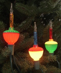 Set of 7 Multi-Color Retro Christmas Bubble Lights - Green Wire Set of 7 Multi-Color Retro Christmas Bubble Lights - Green Wire