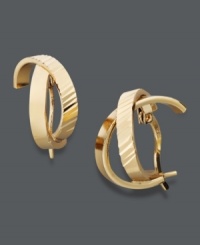How could something so small be so sweet? Giani Bernini's petite hoop earrings incorporate a completely chic crossover design in smooth and textured patterns. Crafted in 24k gold over sterling silver. Approximate diameter: 1/2 inch. How could something so small be so sweet? Giani Bernini's petite hoop earrings incorporate a completely chic crossover design in smooth and textured patterns. Crafted in 24k gold over sterling silver. Approximate diameter: 1/2 inch.