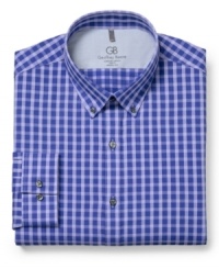 Update your everyday office wear with bold checkers on this statement-making Geoffrey Beene dress shirt. Update your everyday office wear with bold checkers on this statement-making Geoffrey Beene dress shirt.