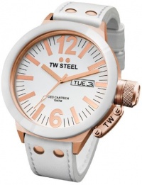 TW Steel CEO Canteen 50 MM White Dial White Leather Strap Mens Watch CE1036 TW Steel CEO Canteen 50 MM White Dial White Leather Strap Mens Watch CE1036