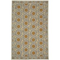 Safavieh Chelsea Collection HK150A Hand-Hooked Ivory and Blue Wool Round Area Rug, 3-Feet Round Safavieh Chelsea Collection HK150A Hand-Hooked Ivory and Blue Wool Round Area Rug, 3-Feet Round