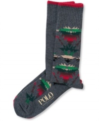 Casual crew socks by Polo Ralph Lauren will keep your feet warm and comfortable. Casual crew socks by Polo Ralph Lauren will keep your feet warm and comfortable.