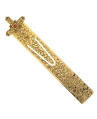The perfect marker for your favorite bible phrases. Vatican's intricate bookmark features a beautiful Renaissance-style cross with a bright red crystal at center. Crafted in gold tone mixed metal. Approximate length: 5 inches. The perfect marker for your favorite bible phrases. Vatican's intricate bookmark features a beautiful Renaissance-style cross with a bright red crystal at center. Crafted in gold tone mixed metal. Approximate length: 5 inches.