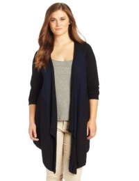 DKNY Jeans Women's Plus-Size Rib Drape Cardigan