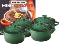 Le Creuset Set of 4 Mini Cocottes with Cookbook, Fennel