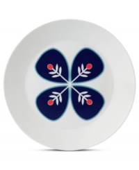 Embellish the navy flora of Fable Garland dinnerware with the flower accent plate. Featuring distinct Scandinavian style and the sleek durability of Royal Doulton porcelain. Embellish the navy flora of Fable Garland dinnerware with the flower accent plate. Featuring distinct Scandinavian style and the sleek durability of Royal Doulton porcelain.