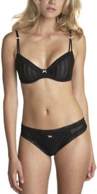 Betsey Johnson Women's Zipper Stripe Lo-Rise Wide Side Thong, Raven Black, Medium Betsey Johnson Women's Zipper Stripe Lo-Rise Wide Side Thong, Raven Black, Medium