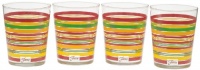 Fiesta Multi-Color Stripe Glassware, 15-Ounce Tapered Dof Double Old Fashion, Scarlet Collection, Set of 4 Fiesta Multi-Color Stripe Glassware, 15-Ounce Tapered Dof Double Old Fashion, Scarlet Collection, Set of 4