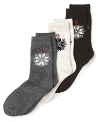 At the first sign of flurries, pull on Lauren Ralph Lauren's cozy, cashmere-blend snowflake socks. At the first sign of flurries, pull on Lauren Ralph Lauren's cozy, cashmere-blend snowflake socks.