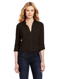 Splendid Women's Double Pocket Shirt, Black, Medium Splendid Women's Double Pocket Shirt, Black, Medium