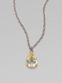 From the La Petite Collection. A pear shaped drop of faceted canary crystal on a textured sterling silver chain.Canary crystal 18K yellow gold Sterling silver Length, about 17 Lobster clasp closure Imported 