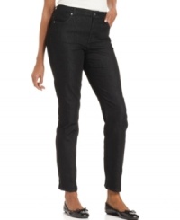 Charter Club's black jeans feature a skinny fit that works with anything, from tees to turtlenecks! Charter Club's black jeans feature a skinny fit that works with anything, from tees to turtlenecks!