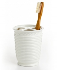 The Trousseau toothbrush holder creates a sense of freshness and purity in your bathroom with an all-white, textured look.