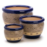 Gifts & Decor Cobalt Planter Ceramic Garden Plant Flower Pot Set, 3-Piece Gifts & Decor Cobalt Planter Ceramic Garden Plant Flower Pot Set, 3-Piece