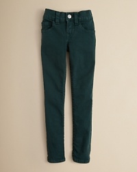 Rendered in vivid colors and allover dyes, this skinny jean puts the pop back into her everyday wardrobe. Rendered in vivid colors and allover dyes, this skinny jean puts the pop back into her everyday wardrobe.