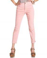 Turn your style cred up several notches with DKNY Jeans' petite colored denim! A cropped leg and pastel wash make these jeans a must-have summer trend. Turn your style cred up several notches with DKNY Jeans' petite colored denim! A cropped leg and pastel wash make these jeans a must-have summer trend.