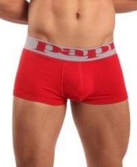 Add some flash to your underwear style with these bright brazilian-style trunks from Papi. Add some flash to your underwear style with these bright brazilian-style trunks from Papi.
