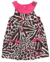 It's a jungle out there! Get her prepared with this fun animal-print sundress from Carter's. It's a jungle out there! Get her prepared with this fun animal-print sundress from Carter's.