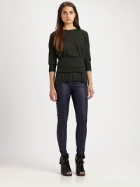 Supple lamb leather pants in a high-waisted silhouette with a slim fit and modern seaming. Hidden side zipperRise, about 14Inseam, about 33LeatherDry clean with leather specialistImportedModel shown is 5'10 (177cm) wearing US size 4. Supple lamb leather pants in a high-waisted silhouette with a slim fit and modern seaming. Hidden side zipperRise, about 14Inseam, about 33LeatherDry clean with leather specialistImportedModel shown is 5'10 (177cm) wearing US size 4.