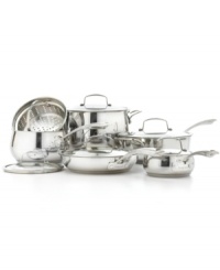 Sleek, stylish and suited for the professional chef. This stunning collection offers the versatility and over-achieving performance that every busy kitchen demands. Bell-shaped bodies enhance heat and moisture for tender, flavor-rich meals, while the aluminum-encapsulated, impact-bonded bases are ideal for quick and even heating. Lifetime warranty. Sleek, stylish and suited for the professional chef. This stunning collection offers the versatility and over-achieving performance that every busy kitchen demands. Bell-shaped bodies enhance heat and moisture for tender, flavor-rich meals, while the aluminum-encapsulated, impact-bonded bases are ideal for quick and even heating. Lifetime warranty.