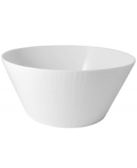 A fine line. Simply timeless, the French Organza salad bowl is reminiscent of sheer silk, with a white-on-white pattern in versatile porcelain. A flawless choice for the contemporary home, by Bernardaud. A fine line. Simply timeless, the French Organza salad bowl is reminiscent of sheer silk, with a white-on-white pattern in versatile porcelain. A flawless choice for the contemporary home, by Bernardaud.
