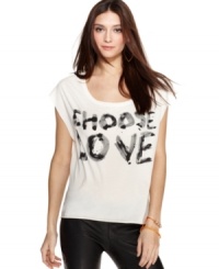 Make it a sweet spring with this RACHEL Rachel Roy Choose Love tee -- perfect for a casual, cool look! Make it a sweet spring with this RACHEL Rachel Roy Choose Love tee -- perfect for a casual, cool look!