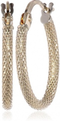 Duragold 14k Yellow Gold Oval Mesh Hoop Earrings (0.6 Diameter)