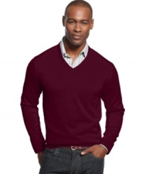 Keep your everyday style solid with this handsome wool-blend, v-neck sweater from Club Room. Keep your everyday style solid with this handsome wool-blend, v-neck sweater from Club Room.