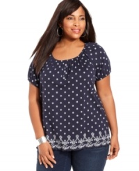 For a perfect weekend look, team Karen Scott's short sleeve henley top with your favorite jeans. For a perfect weekend look, team Karen Scott's short sleeve henley top with your favorite jeans.