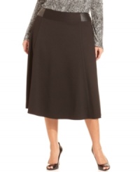 Feminize your work wardrobe with Jones New York Signature's plus size skirt, defined by an A-line silhouette. Feminize your work wardrobe with Jones New York Signature's plus size skirt, defined by an A-line silhouette.