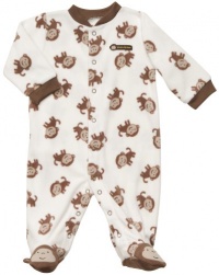 Carter's Micro Fleece Snap - White Brown Monkey Print-3M Carter's Micro Fleece Snap - White Brown Monkey Print-3M