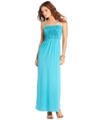 Macrame invigorates a classic maxi silhouette with handcrafted, bohemian charm. Wear this DKNY Jeans petite dress for your next summer soiree! Macrame invigorates a classic maxi silhouette with handcrafted, bohemian charm. Wear this DKNY Jeans petite dress for your next summer soiree!