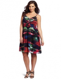 Jessica Simpson Women's Plus-Size Ruffle Front Spaghetti Strap Dress