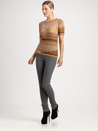 A signature zig-zag pattern decorates this versatile knit design.Jewel necklineShort sleevesRib-knit edges50% wool/38% rayon/10% nylon/1% cashmere/1% angoraDry cleanMade in Italy of imported fabricModel shown is 5'9½ (176cm) wearing US size 4. A signature zig-zag pattern decorates this versatile knit design.Jewel necklineShort sleevesRib-knit edges50% wool/38% rayon/10% nylon/1% cashmere/1% angoraDry cleanMade in Italy of imported fabricModel shown is 5'9½ (176cm) wearing US size 4.