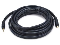Monoprice 15ft Premium 3.5mm Stereo Male to 3.5mm Stereo Female 22AWG Extension Cable (Gold Plated) - Black Monoprice 15ft Premium 3.5mm Stereo Male to 3.5mm Stereo Female 22AWG Extension Cable (Gold Plated) - Black