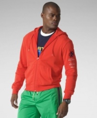 Ralph Lauren's signature lightweight fleece is styled as a sporty layering essential with a full-zip front and athletic screen-printing at the arm for a sleek graphic element. Ralph Lauren's signature lightweight fleece is styled as a sporty layering essential with a full-zip front and athletic screen-printing at the arm for a sleek graphic element.