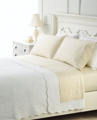 Martha Stewart Collection Stenciled Leaves Full/queen Quilt Chalk Martha Stewart Collection Stenciled Leaves Full/queen Quilt Chalk
