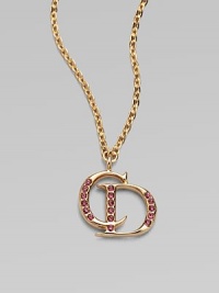 Dazzling, crystal encrusted logo pendant on link chain for an iconic design. GoldtoneCrystalsLength, about 14Pendant size, about ½Spring ring closureImported Dazzling, crystal encrusted logo pendant on link chain for an iconic design. GoldtoneCrystalsLength, about 14Pendant size, about ½Spring ring closureImported
