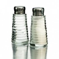 ESSENTIALS SALT/PEPPER SHAKERS ESSENTIAL FOR HOME COLLECTION LARGE GLASS SA...