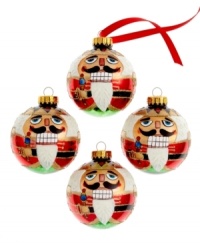 Inspired by the famous ballet The Nutcracker Suite, this eye-catching set of 4 glass ornaments by Kurt Adler will have many repeat performances in the future. Inspired by the famous ballet The Nutcracker Suite, this eye-catching set of 4 glass ornaments by Kurt Adler will have many repeat performances in the future.