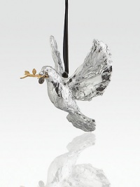 A silver dove, wings gracefully spread in flight, delivers a golden olive branch and warm holiday wishes in this delightful little sculpture.HandmadeSilverplated, goldplated and oxidizedAbout 4H X 4W X 4DImported A silver dove, wings gracefully spread in flight, delivers a golden olive branch and warm holiday wishes in this delightful little sculpture.HandmadeSilverplated, goldplated and oxidizedAbout 4H X 4W X 4DImported