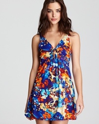 A vibrant floral print decorates this soft night with keyhole detail at back from OnGossamer. A vibrant floral print decorates this soft night with keyhole detail at back from OnGossamer.