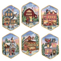 Dimensions Needlecrafts Counted Cross Stitch, Christmas Village Ornaments Dimensions Needlecrafts Counted Cross Stitch, Christmas Village Ornaments