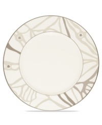 Abstract markings in soft shades of khaki frame this glazed white lunch/salad plate for unconventional elegance. From Noritake dinnerware, these dishes are trimmed with matte platinum for modern polish on casual and formal tables alike. (Clearance) Abstract markings in soft shades of khaki frame this glazed white lunch/salad plate for unconventional elegance. From Noritake dinnerware, these dishes are trimmed with matte platinum for modern polish on casual and formal tables alike. (Clearance)